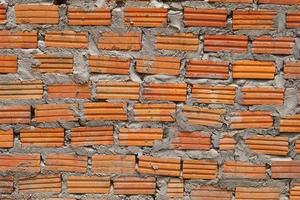 Brown block brick wall background, building wall photo