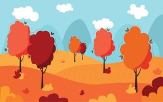 Autumn Park. Autumn trees. Poster. Vector illustration of high quality.