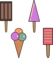 vector colored icons of ice cream. Image for web