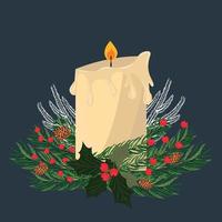 Christmas card. Christmas candle. High quality vector illustration.