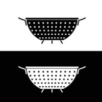 Colander flat silhouette vector. Silhouette utensil icon. Set of black and white symbols for kitchen concept, kitchen devices, kitchen gadgets, kitchen tools, kitchenware vector