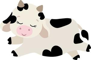 Black and white cute baby bull and cow vector illustration