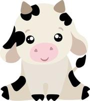 Black and white cute baby bull and cow vector illustration