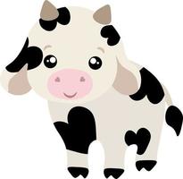 Black and white cute baby bull and cow vector illustration