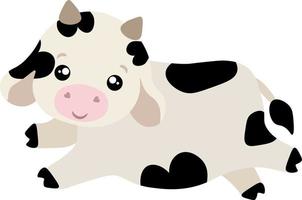 Black and white cute baby bull and cow vector illustration