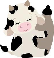 Black and white cute baby bull and cow vector illustration