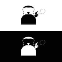 Whistling kettle flat silhouette vector. Silhouette kitchen utensil icon. Set of black and white symbols for kitchen concept. Cookware icon for web. Kitchenware. vector