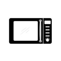 Microwave oven flat silhouette vector on white background. Silhouette utensil icon. Set of black and white symbols for kitchen concept. Kitchenware