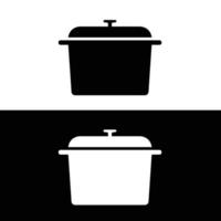 French oven Dutch oven silhouette flat vector. Black and white bakeware icon for web. Collection of baking utensils for kitchen concept. Kitchenwares using in a oven. vector