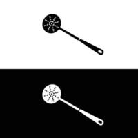 Slotted ladle flat silhouette vector. Silhouette utensil icon. Set of black and white symbols for kitchen concept, kitchen devices, kitchen gadgets, kitchen tools, kitchenware vector