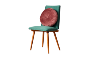 verde cadeira com vermelho almofada isolado em uma transparente fundo png
