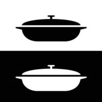 Braiser silhouette flat vector. Black and white bakeware icon for web. Collection of baking utensils for kitchen concept. Kitchenwares using in a oven. vector