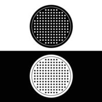Pizza crisper pan silhouette flat vector. Black and white bakeware icon for web. Collection of baking utensils for kitchen concept. Kitchenwares using in a oven. vector