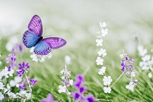 un hermosa mariposa en el jardín con ai generado foto