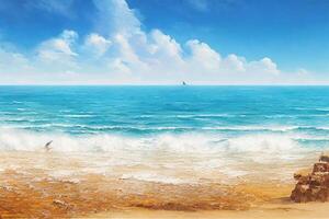 marina con navegar olas en contra un azul soleado cielo con ai generado. foto