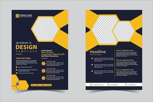 Yellow and Black business annual report brochure design template vector, Leaflet cover presentation abstract geometric background, modern publication poster magazine, layout in A4 size Free Vector