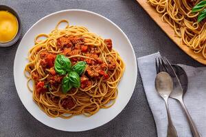 Spaghetti on the dish with photo