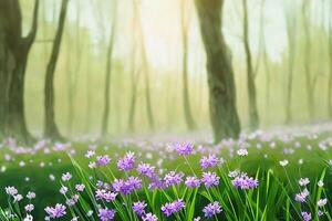 el primavera flor campo con ai generado. foto