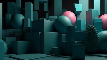 Abstract Geometric 3D Shapes Rendered Background photo