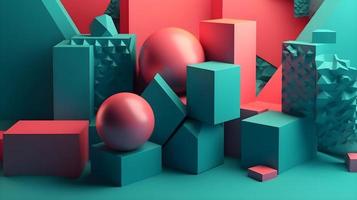 Abstract Geometric 3D Shapes Rendered Background photo