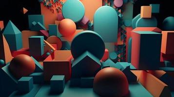 Abstract Geometric 3D Shapes Rendered Background photo