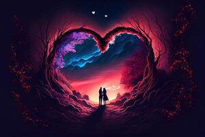 illustration of Valentine day background, love, romantic concept, heart shape. Neural network generated art. Digitally generated image. Not based on any actual scene or pattern. photo