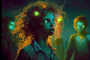 illustration of the fact that the zombies were naturally bioluminescent made the hoards of them oddly beautiful at night photo