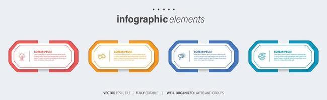 negocio infografía elemento con 4 4 opciones, pasos, número vector modelo diseño