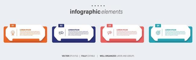 negocio infografía elemento con 4 4 opciones, pasos, número vector modelo diseño