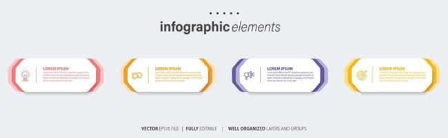 negocio infografía elemento con 4 4 opciones, pasos, número vector modelo diseño