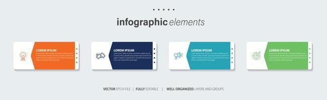 Business Infographic template design with numbers 4 options or steps. vector