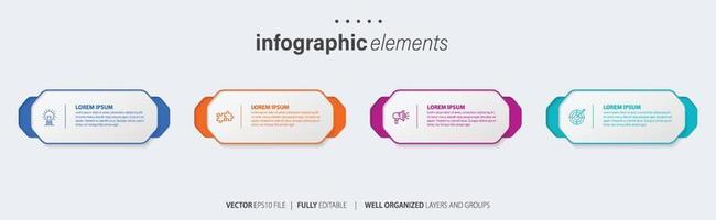 negocio infografía elemento con 4 4 opciones, pasos, número vector modelo diseño