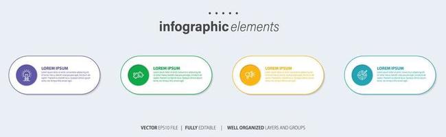 Concept of business model with 4 successive steps. Four colorful graphic elements. Timeline design for brochure, presentation. Infographic design layout vector