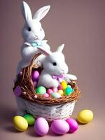 Cute bunny with Easter eggs images for Easter day photo