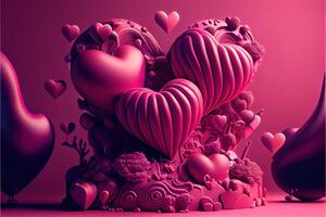 illustration of Valentine day background, love, romantic concept, heart shape. Neural network generated art. Digitally generated image. Not based on any actual scene or pattern. photo