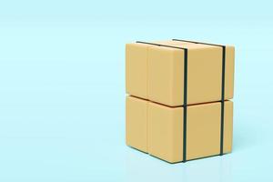 3d goods cardboard box isolated on bule background. 3d illustration render, clipping path photo