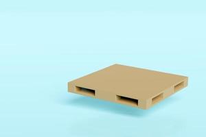 empty plastic pallet for cargo isolated on blue background. 3d illustration or 3d render, clipping path photo