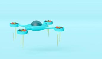 3d drone icon isolated on blue background. 3d illustration render photo