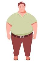 Sad fat cute man. Vector illustration in cartoon flat style. Concept lifestyle, illness and overweight.