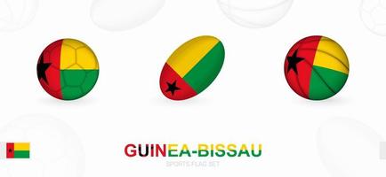 Deportes íconos para fútbol, rugby y baloncesto con el bandera de guinea-bissáu. vector