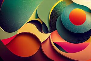 illustration of Colorful abstract panorama wallpaper background with round shapes and forms. Abstract organic floral wallpaper background illustration photo