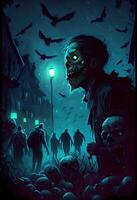generativo ai ilustración de el hecho ese el zombies fueron naturalmente bioluminiscente hecho el atesora de ellos extrañamente hermosa a noche foto