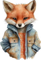 süß Fuchs Porträt Aquarell png