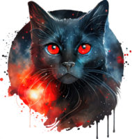 Celestial Black Cat Watercolor png