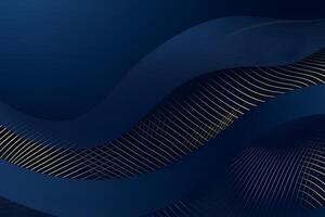 3d modern wave curve abstract presentation background. Luxury paper cut background. Abstract decoration, golden pattern, halftone gradients, 3d blue dark background illustration. photo