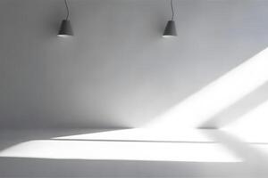 Empty gray studio table room and light background. product display with copy space for display of content design.Banner for advertise product on website. photo
