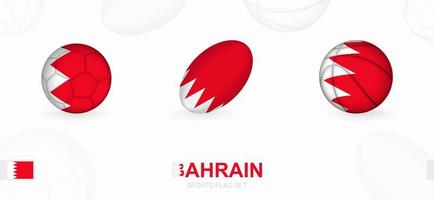 Sports icons for football, rugby and basketball with the flag of Bahrain. vector