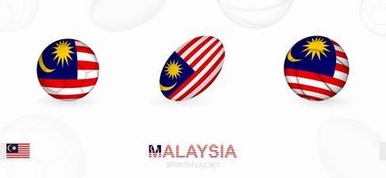Sports icons for football, rugby and basketball with the flag of Malaysia. vector