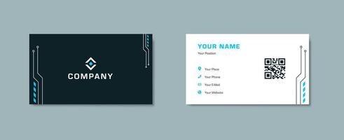 Business card for technology company or startup with two sided background vector