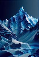 illustration of abstract winter ice mountain landscape with different shades of blue photo